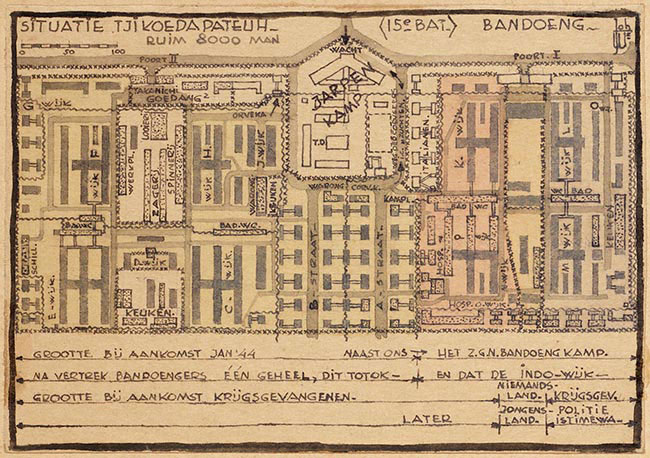 plattegrond van krijgsgevangenkamp Pakan Baroe 2, Bandung