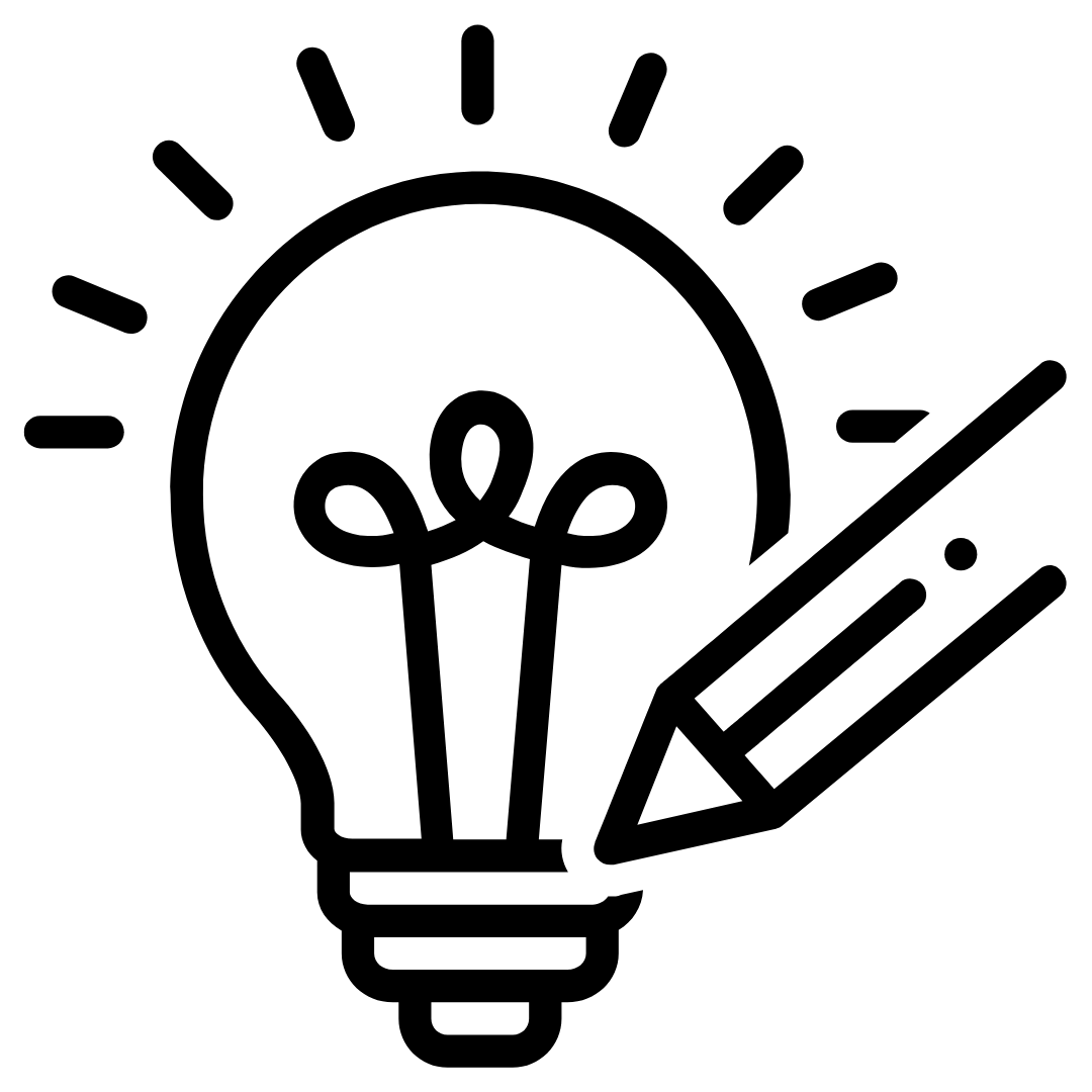 icoon innovatie creativiteit (lamp en potlood)