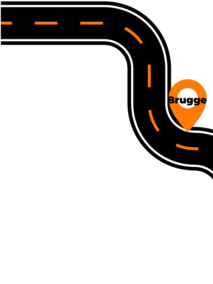 tourkalender route met plaatsnaam Brugge (pin)