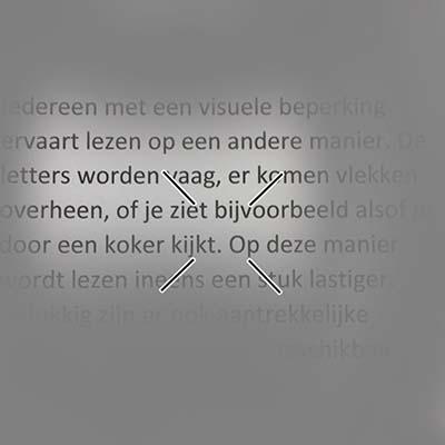 Voorbeeld tekst lezen met oogaandoening retinitis pigmentosa