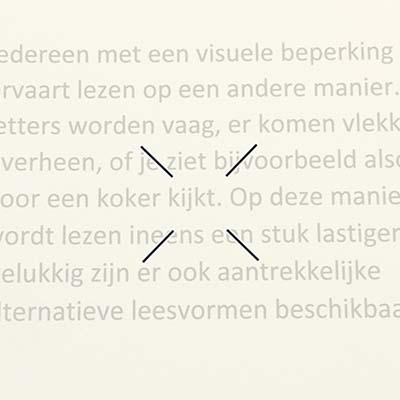 Voorbeeld tekst lezen met oogaandoening staar