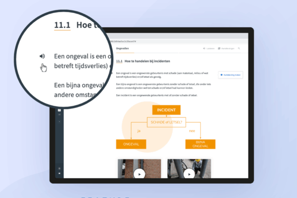 voorbeeld van e-learningplatform met een voorleesfunctie (hetveiligheidsboek.nl)